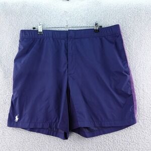 Polo Ralph Lauren Men's M Swim Trunks Shorts Navy Purple Side Stripe Performance